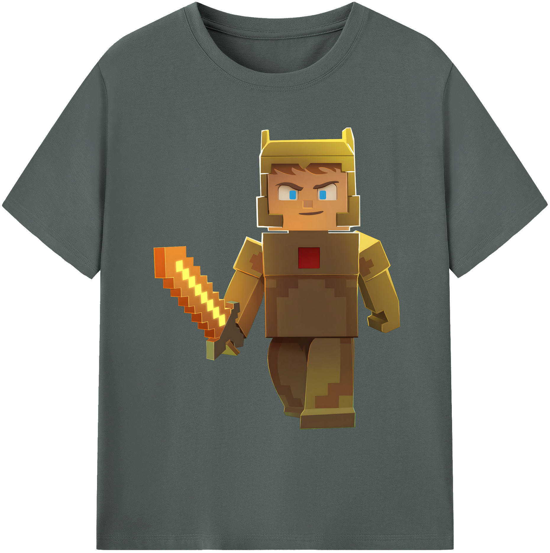 （画像用） マインクラフト ブロックの世界 Minecraft MC Block world 綿100％ メンズ半袖Tシャツ｜肌触りやわらか＆通気性